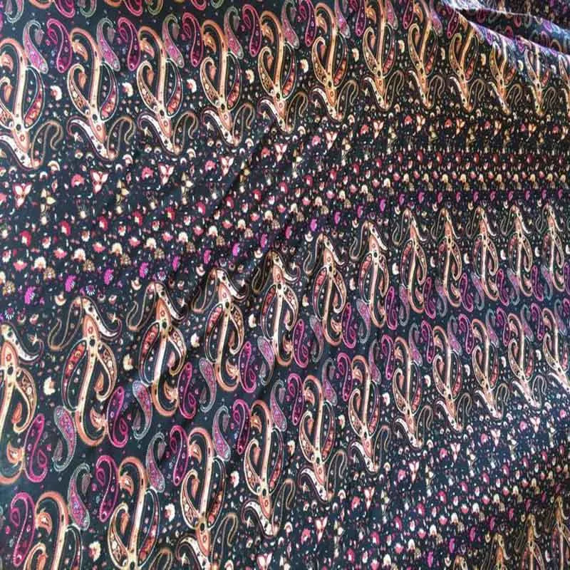 100% Rayon Gorgeous Eurasian Inspired Print Paisleys With Hues Of Browns and Fuchsia. 58-60 Inches Wide