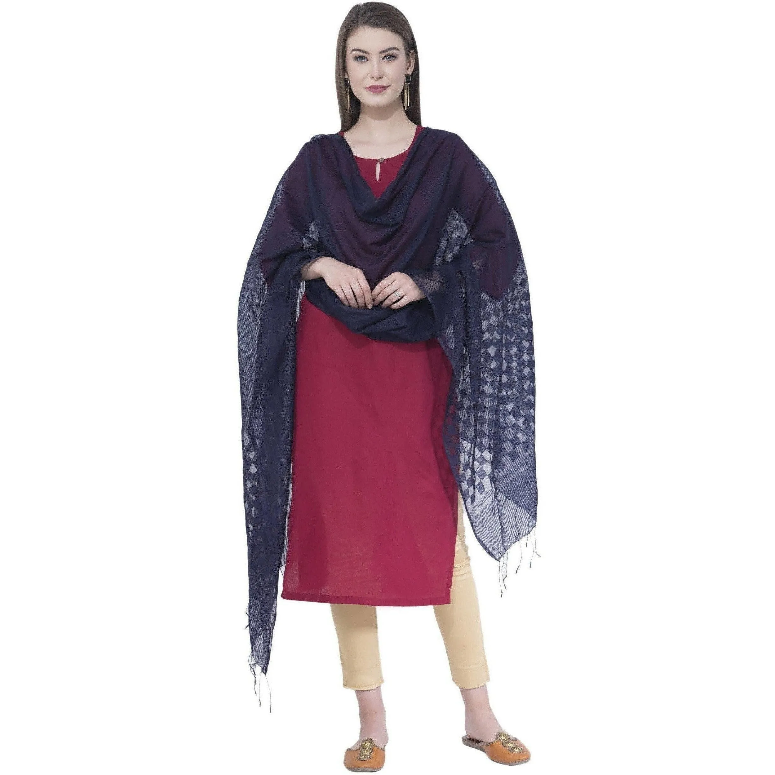 A R Silk Navy Blue Color Buta Cutting Dupattas and Chunnis