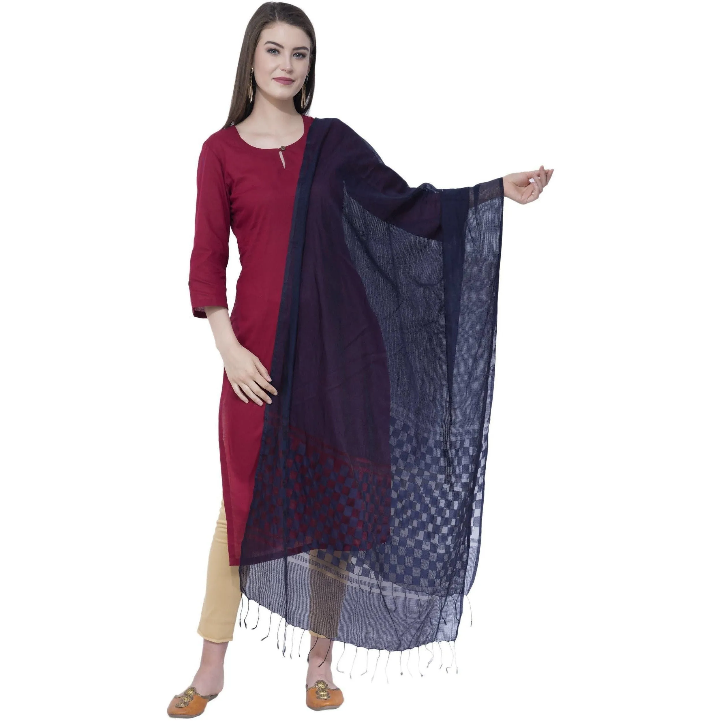 A R Silk Navy Blue Color Buta Cutting Dupattas and Chunnis