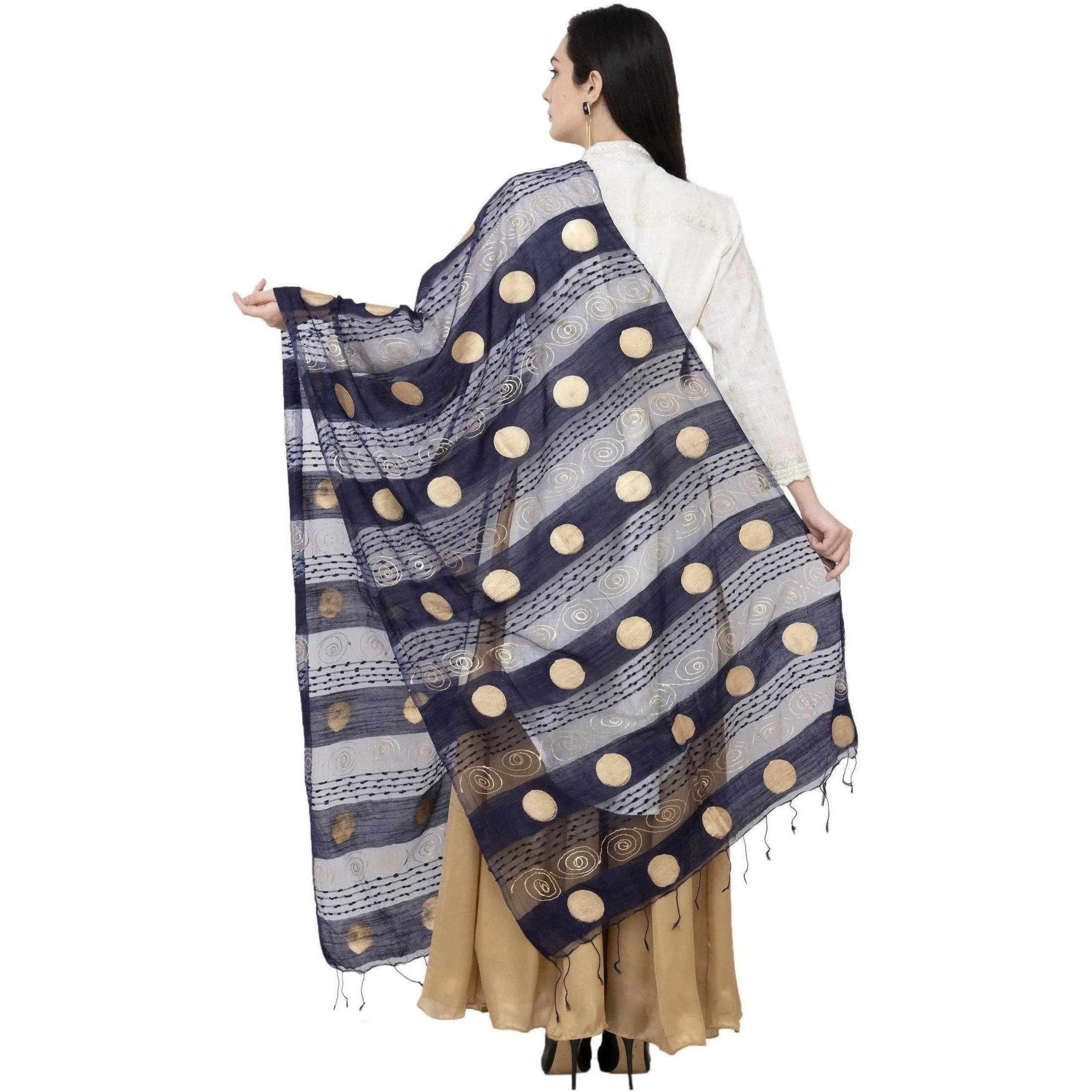 A R Silk Payal Gold Print Fancy Dupatta Color Navy Dupatta or Chunni