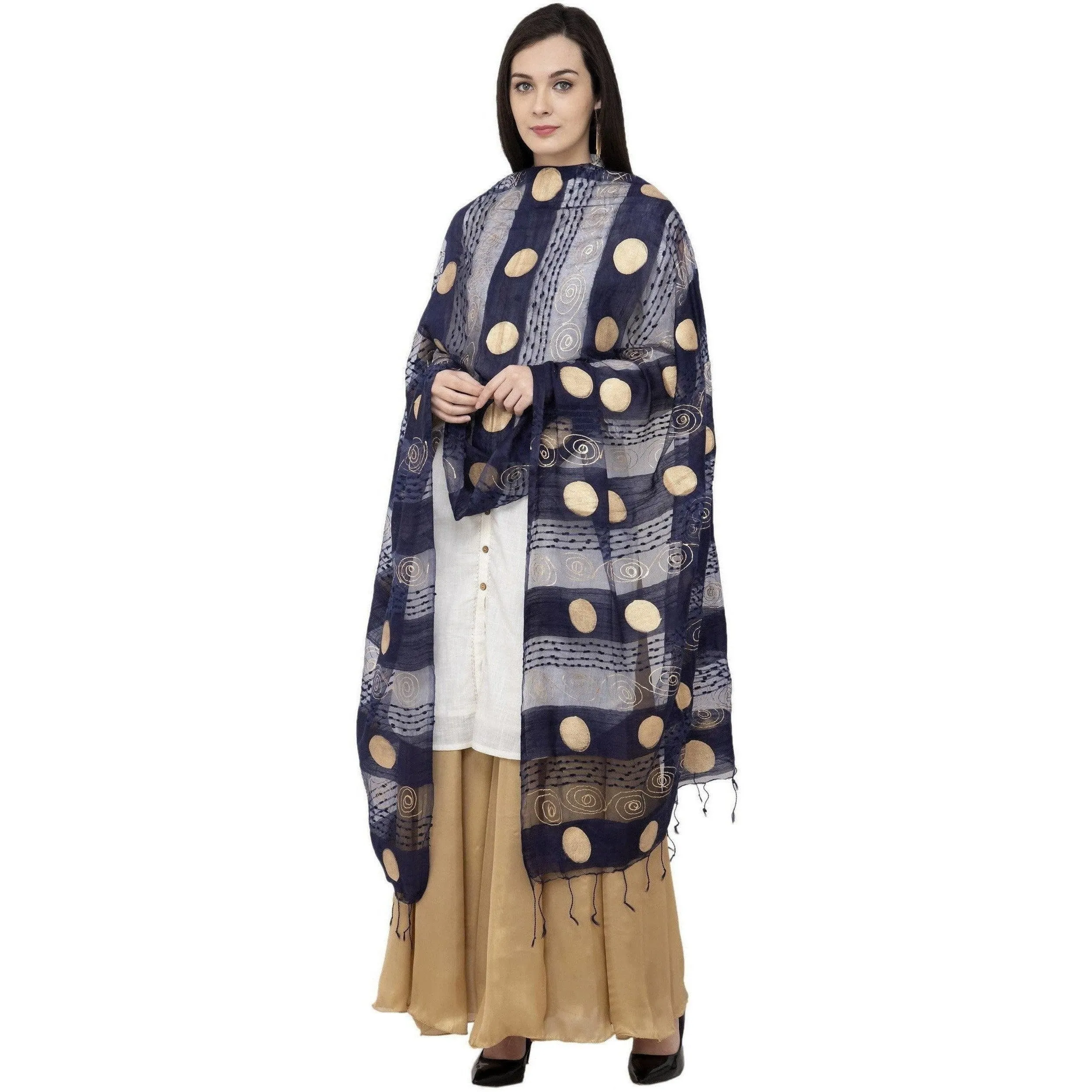 A R Silk Payal Gold Print Fancy Dupatta Color Navy Dupatta or Chunni