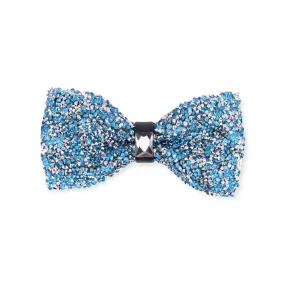 Aqua/Silver Crystal Bow Tie