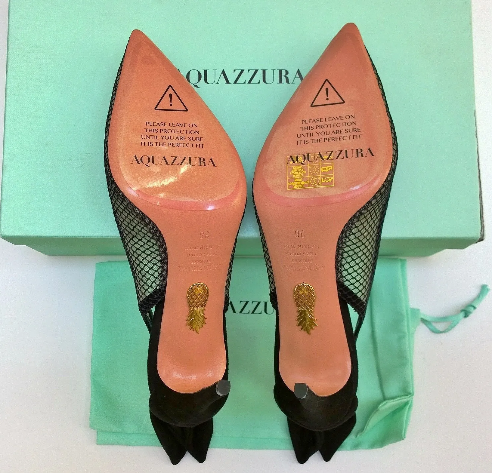 Aquazzura Bow Tie 85 Black Suede and Mesh Bow Heels