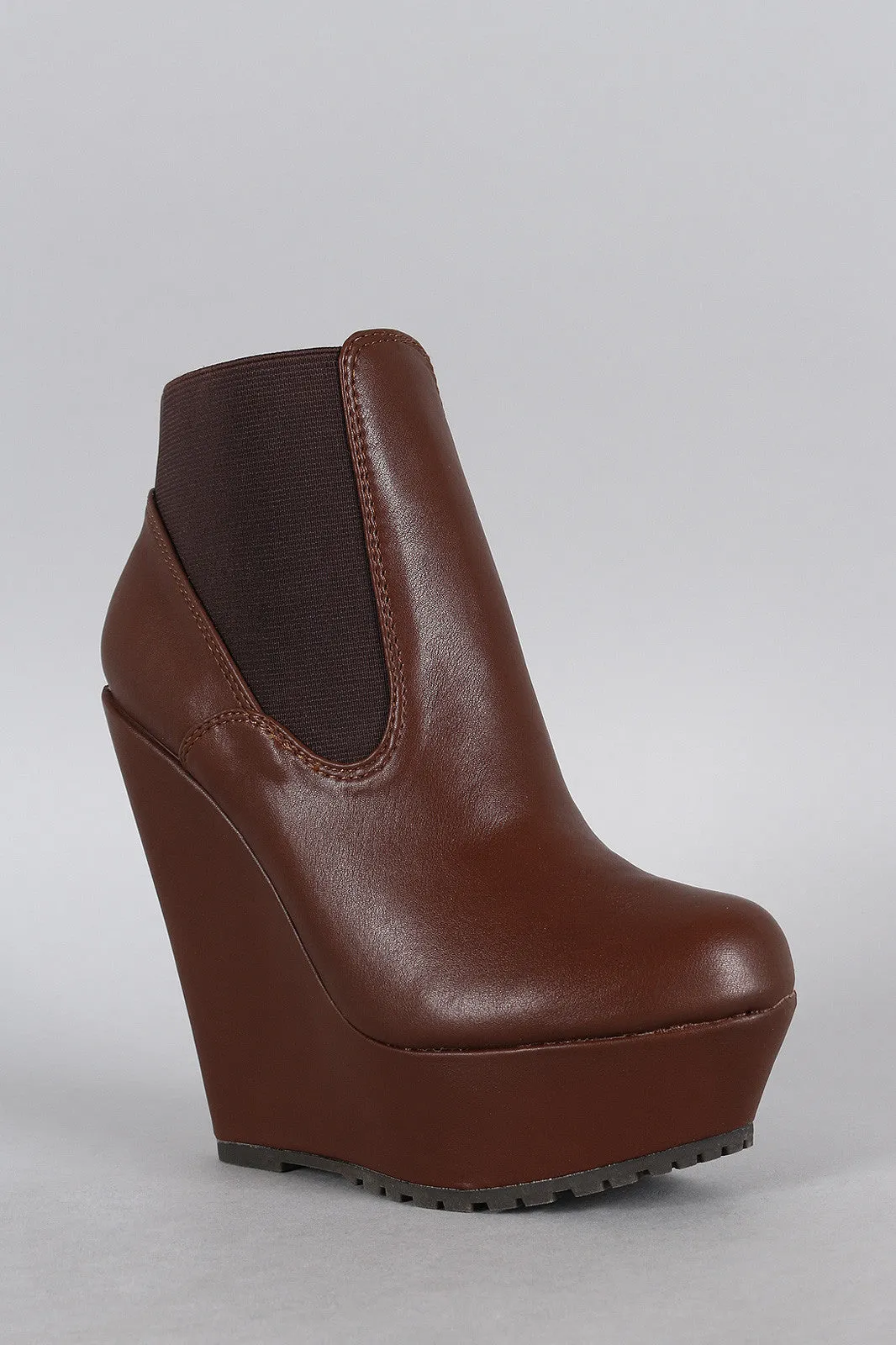 Bamboo Elastic Platform Wedge Bootie