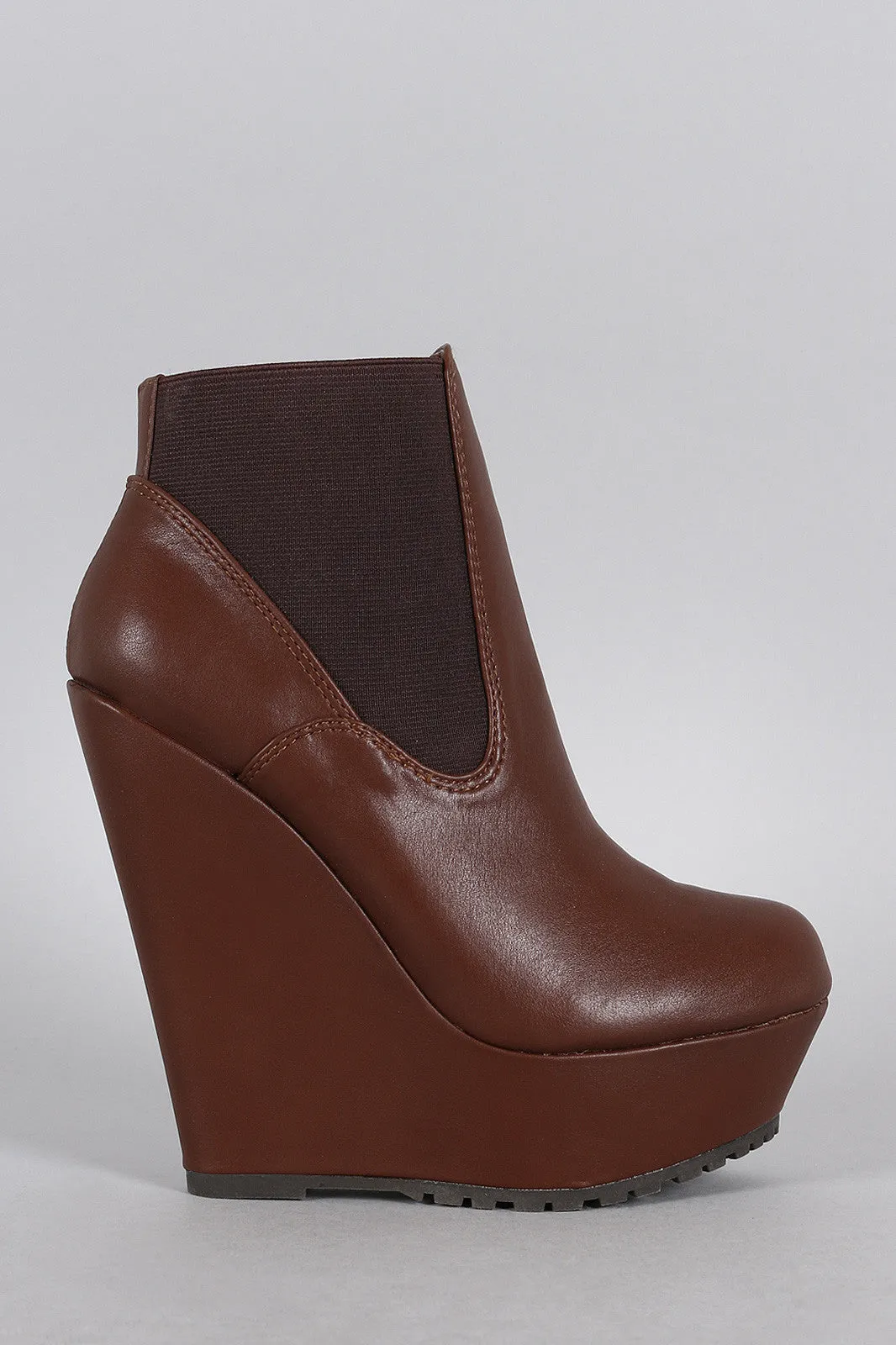 Bamboo Elastic Platform Wedge Bootie