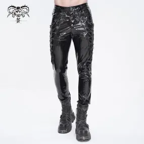 Black Shiny Patent Leather Pants w/ Side Laces