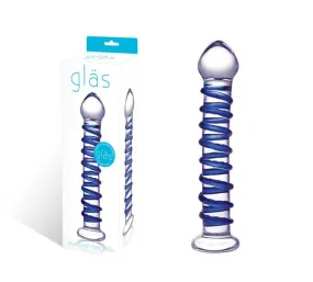 Blue Spiral Glass Dildo