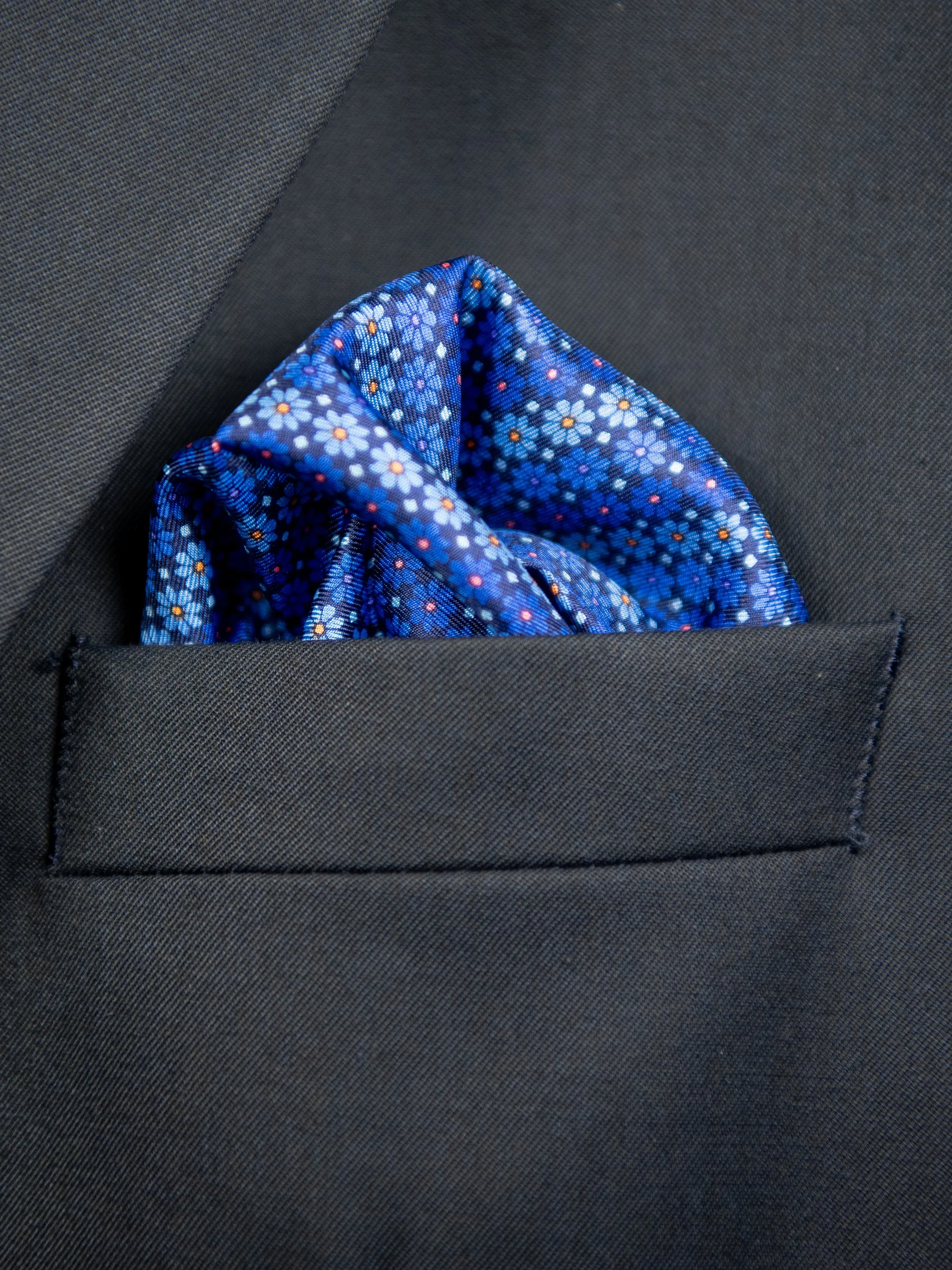 Boy's Pocket Square 31463 Neat - Navy/Pink