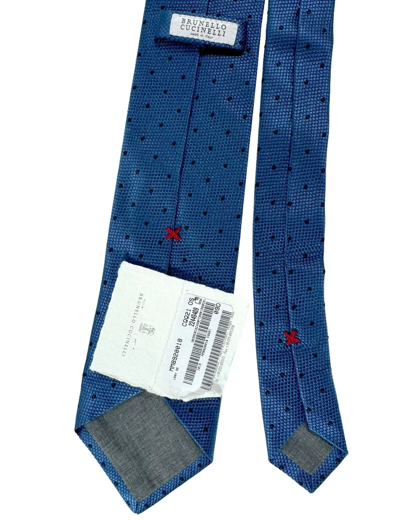 Brunello Cucinelli Silk Necktie Blue Navy Dots