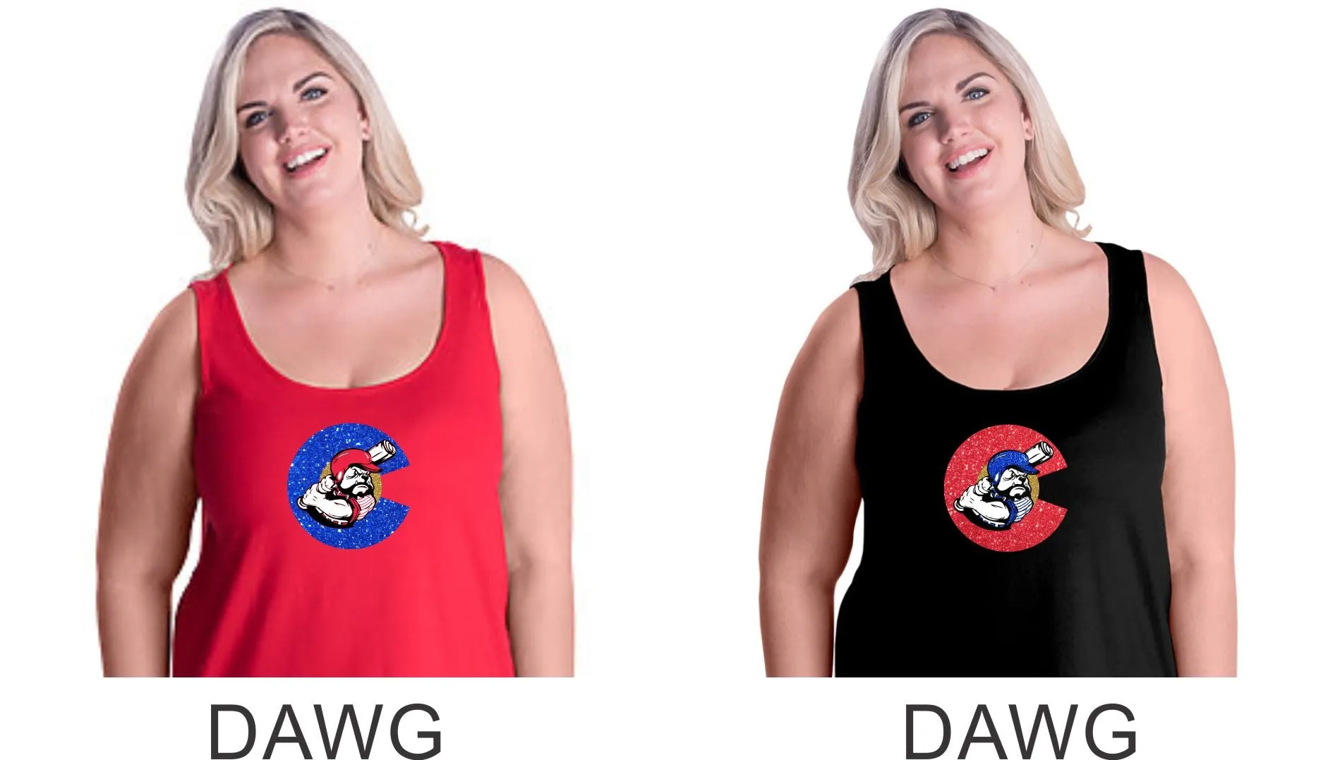 Bulldawgs Curvy Ladies Basic Tank- 4 designs- Matte or Glitter