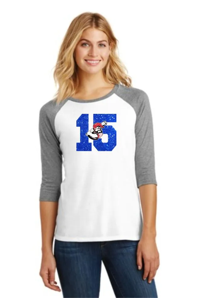 Bulldawgs NUMBER Ladies Raglan- Matte or Glitter