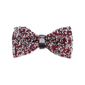 Burgundy/Silver  Crystal Bow Tie