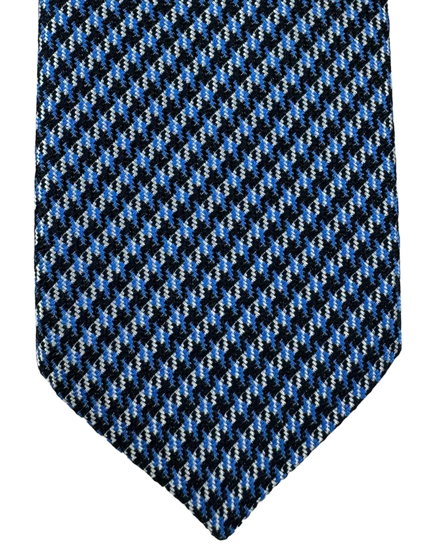 Canali Silk Tie Navy Blue Silver Striped Pattern