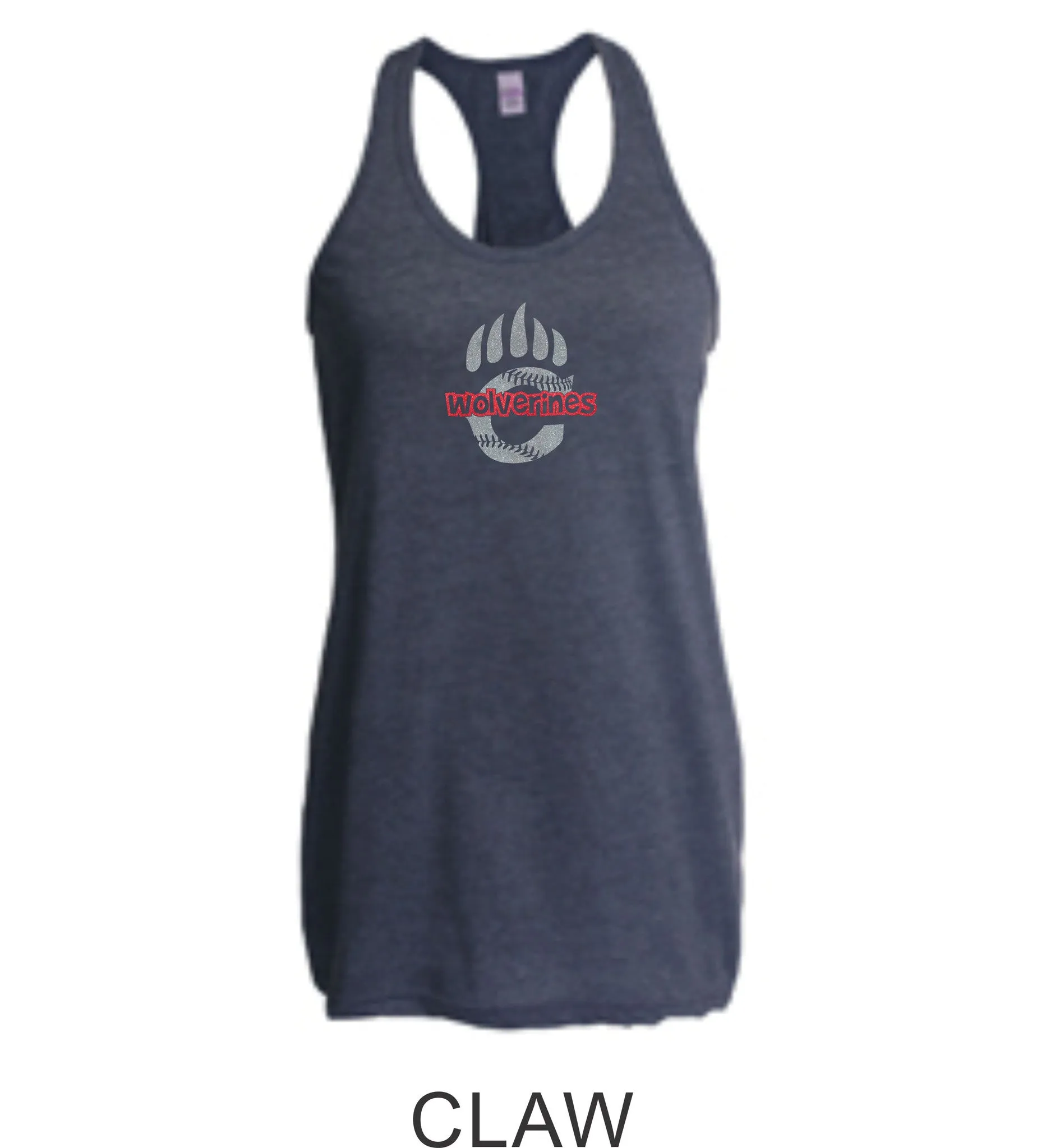 Chap Baseball Racerback Tank- 2 designs- Matte or Glitter