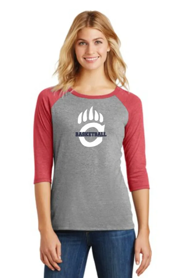 Chap Basketball Claw Ladies Raglan- Matte, Glitter, or Basketball Print