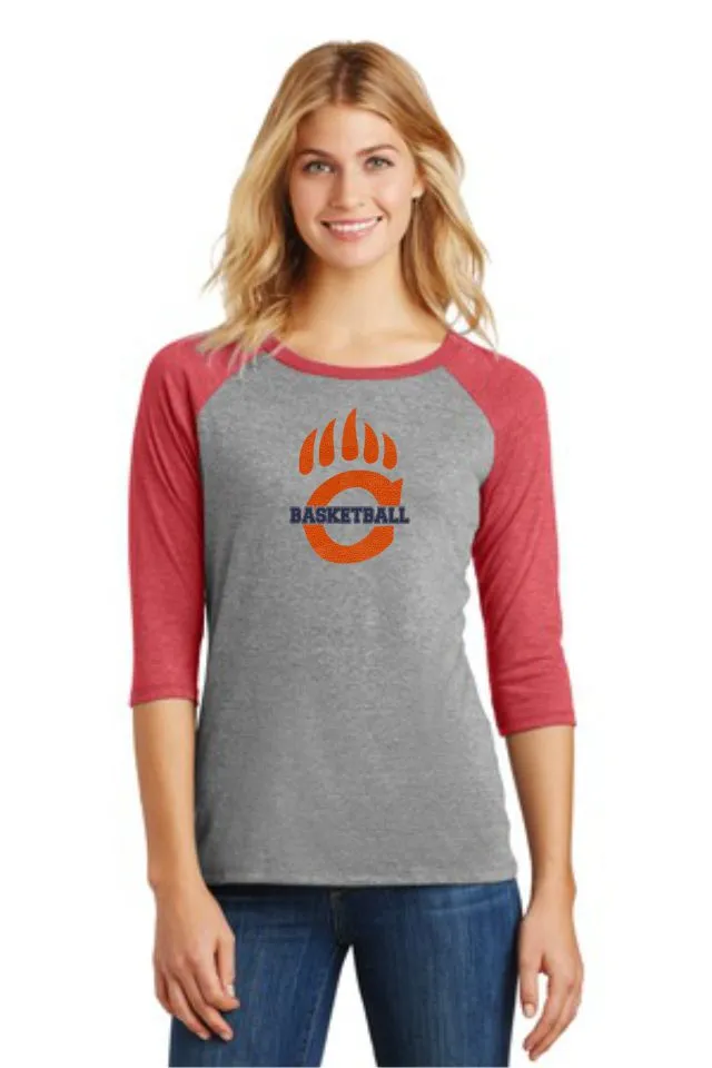 Chap Basketball Claw Ladies Raglan- Matte, Glitter, or Basketball Print