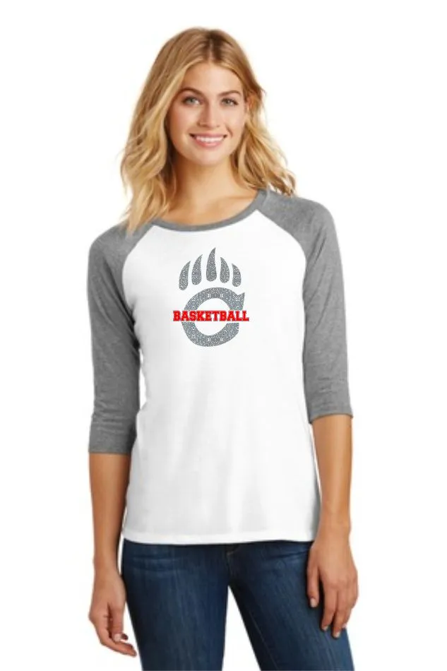 Chap Basketball Claw Ladies Raglan- Matte, Glitter, or Basketball Print