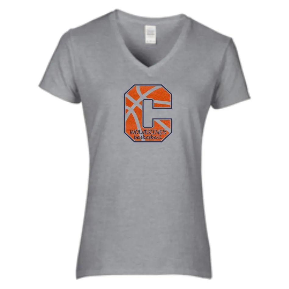 Chap Basketball Ladies C Tee- Matte Glitter or Basketball Print