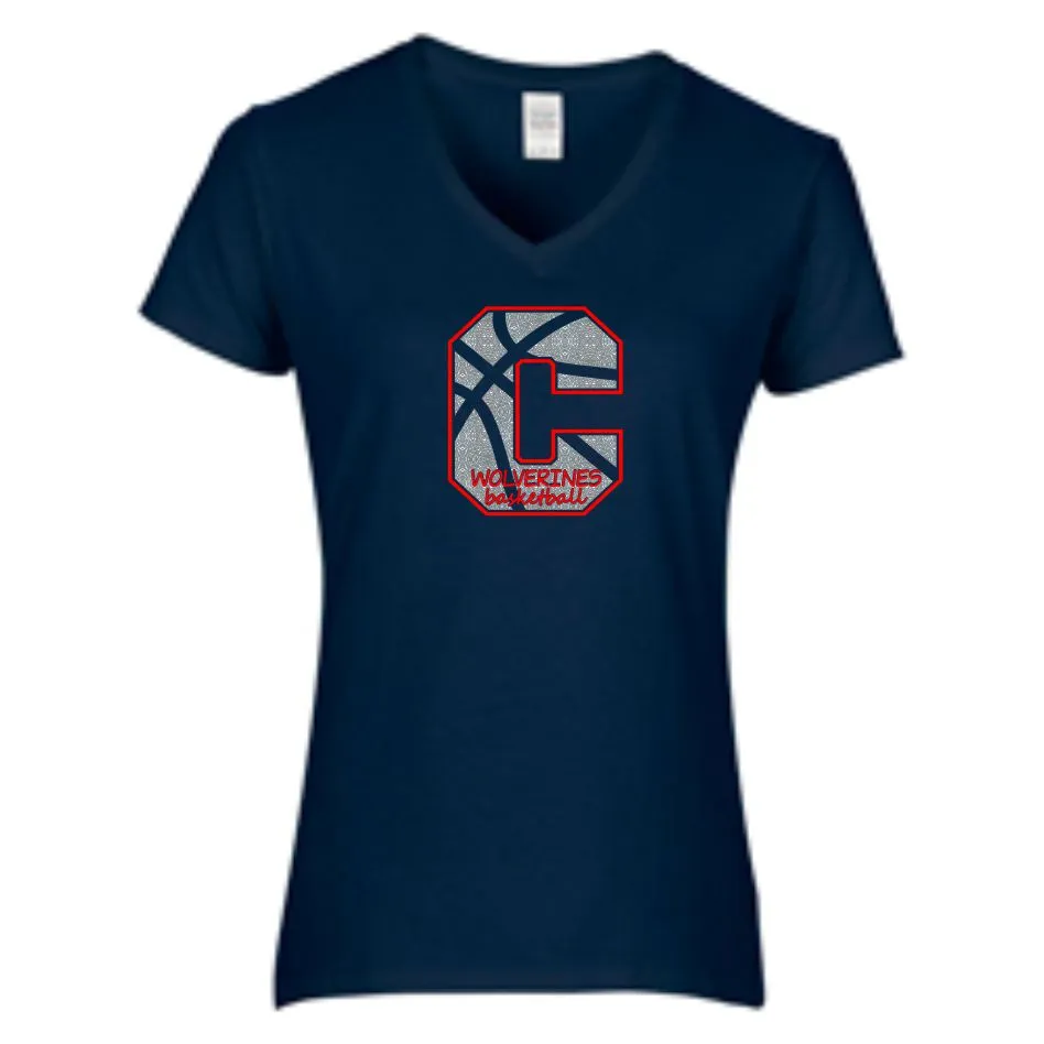 Chap Basketball Ladies C Tee- Matte Glitter or Basketball Print