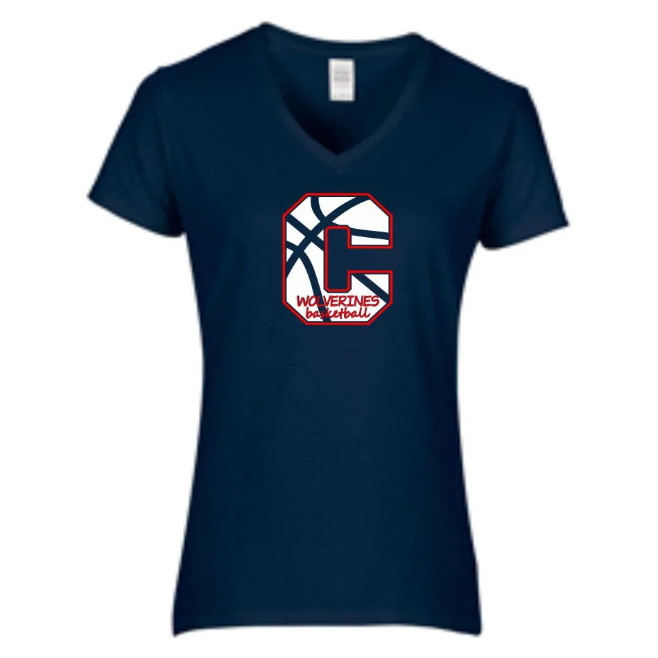 Chap Basketball Ladies C Tee- Matte Glitter or Basketball Print