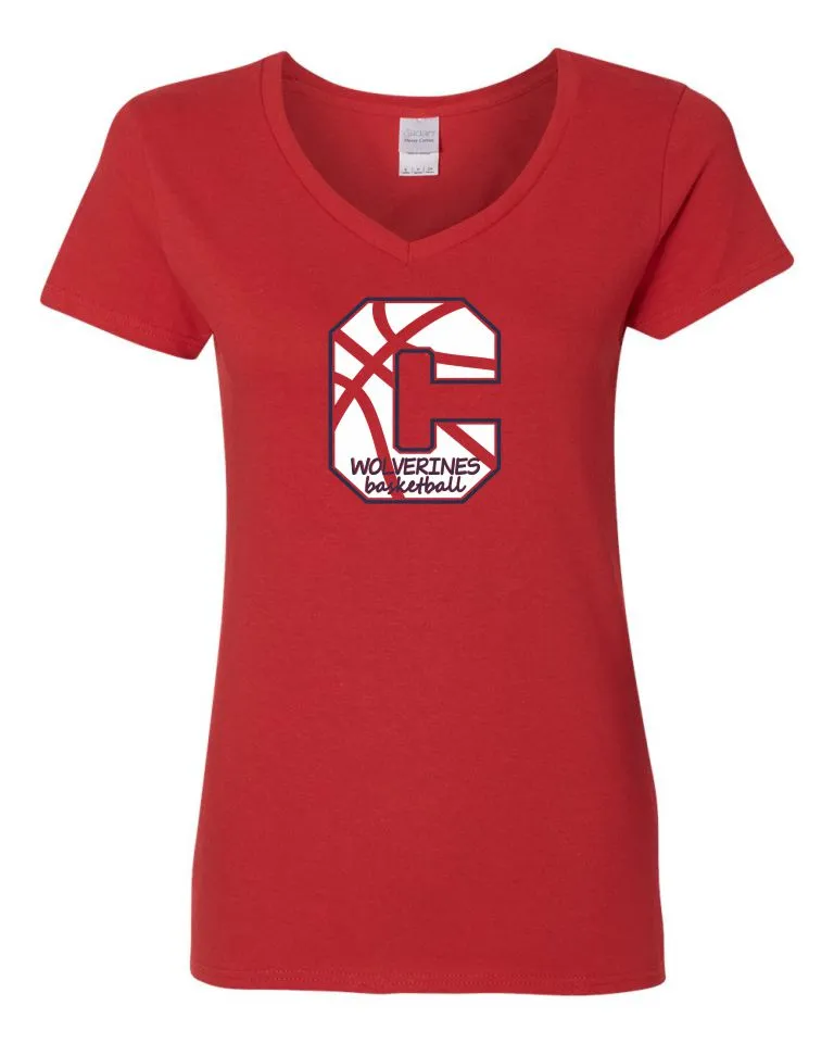 Chap Basketball Ladies C Tee- Matte Glitter or Basketball Print