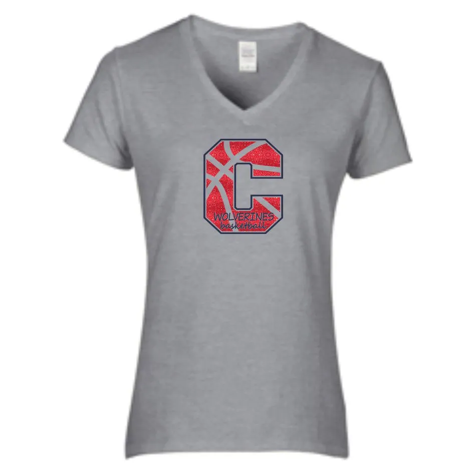 Chap Basketball Ladies C Tee- Matte Glitter or Basketball Print