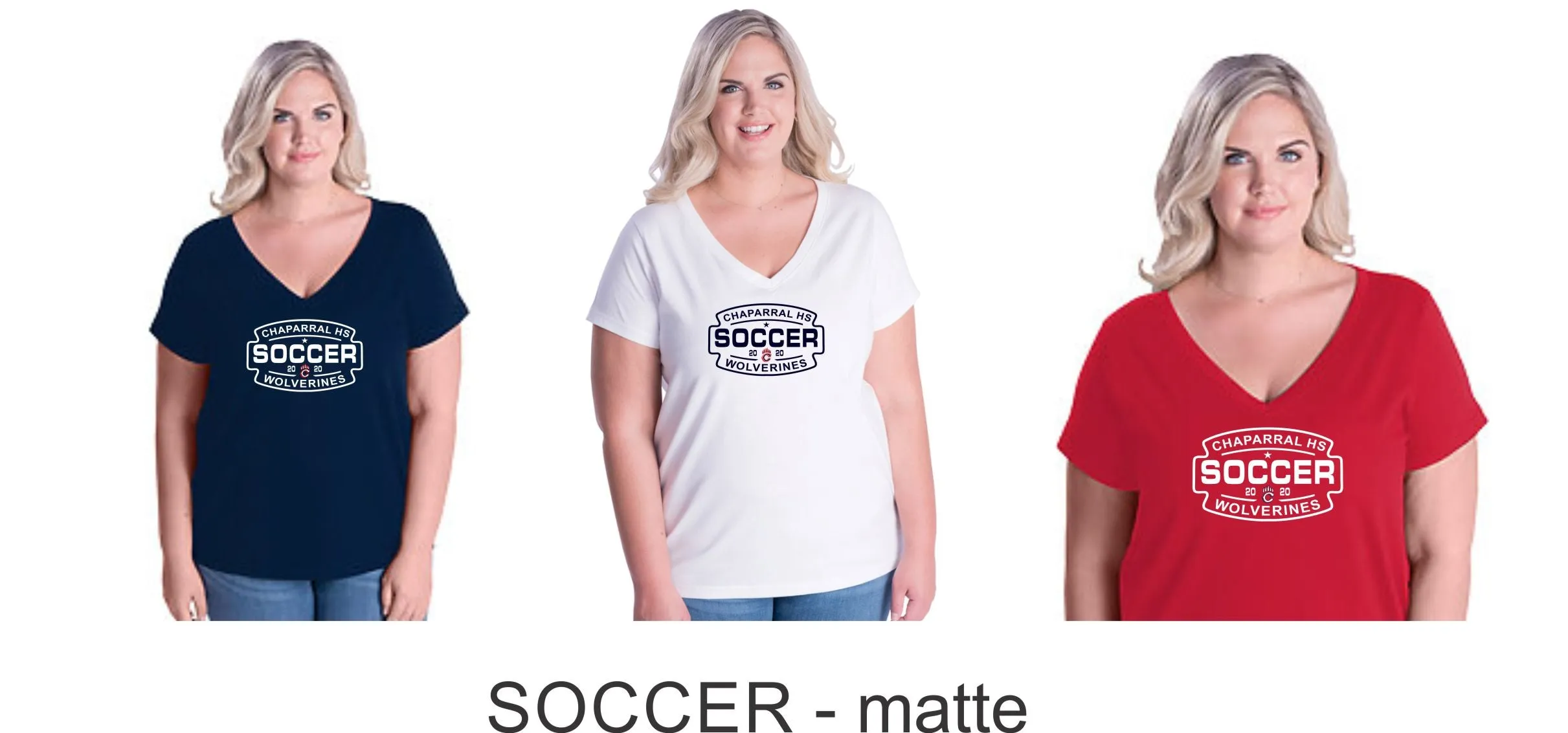 Chap Soccer Curvy Ladies Tee in 5 Designs- Matte or Glitter