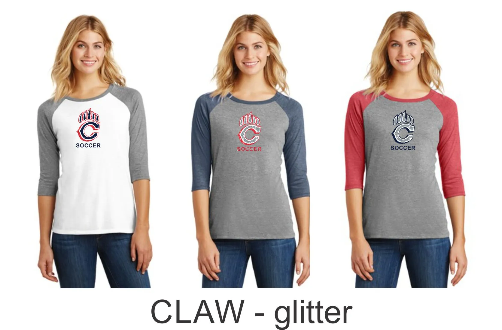 Chap Soccer Ladies Raglan -5 designs - Matte or Glitter