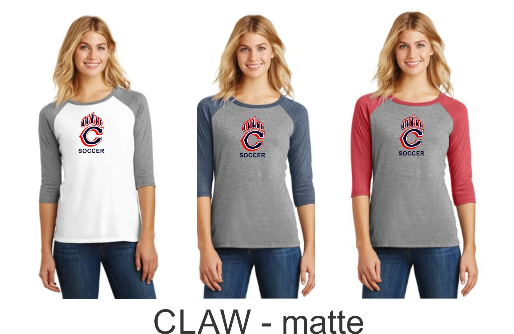 Chap Soccer Ladies Raglan -5 designs - Matte or Glitter