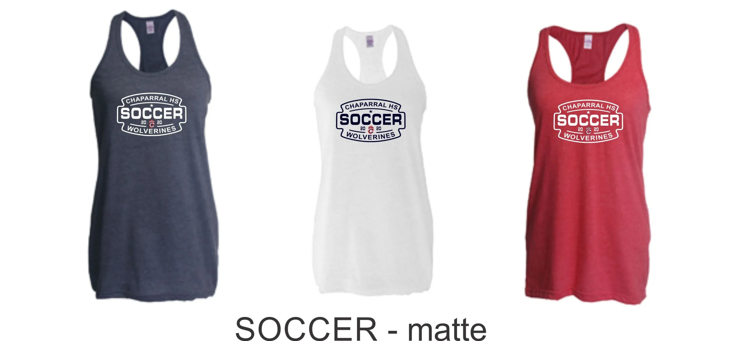 Chap Soccer Racerback Tank- 5 designs- Matte or Glitter