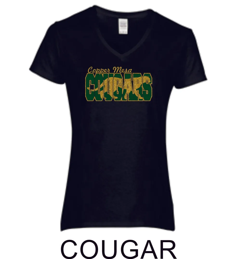 CME Cougar Design Ladies Short Sleeve Tee- Matte or Glitter