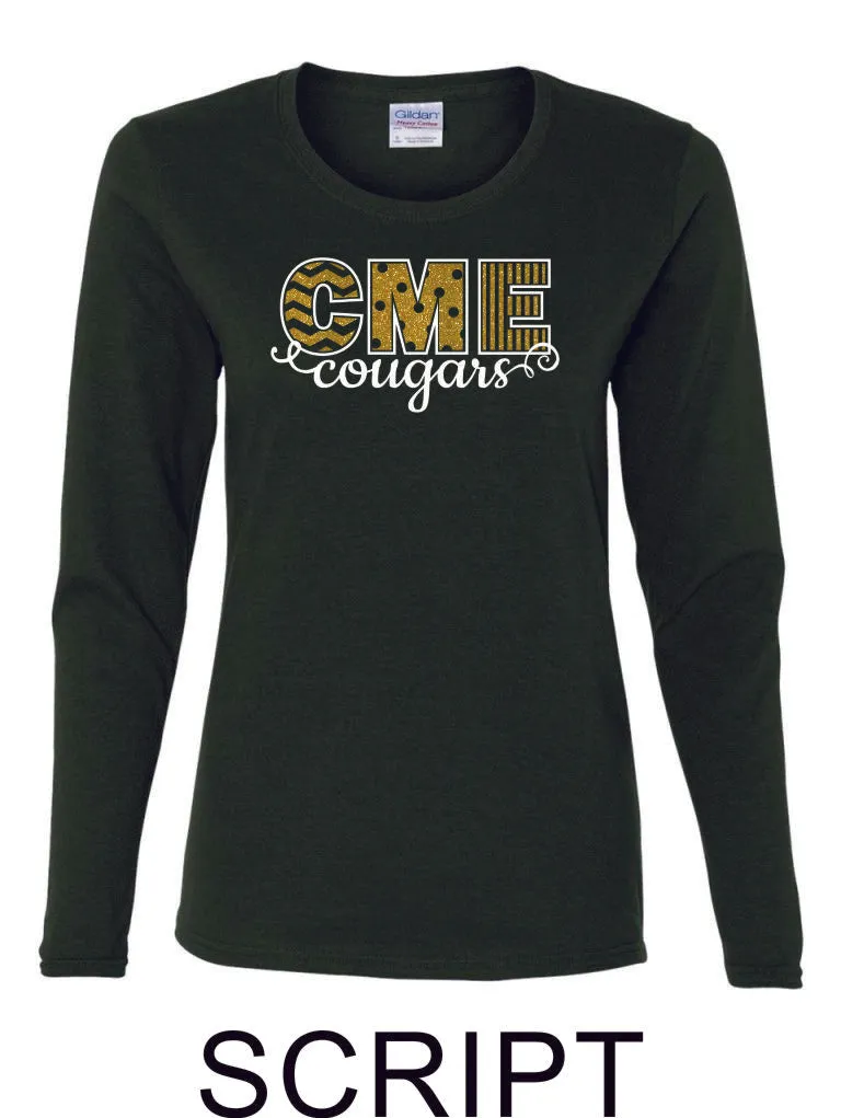 CME Ladies Long Sleeve Tee- 2 Designs- Matte or Glitter