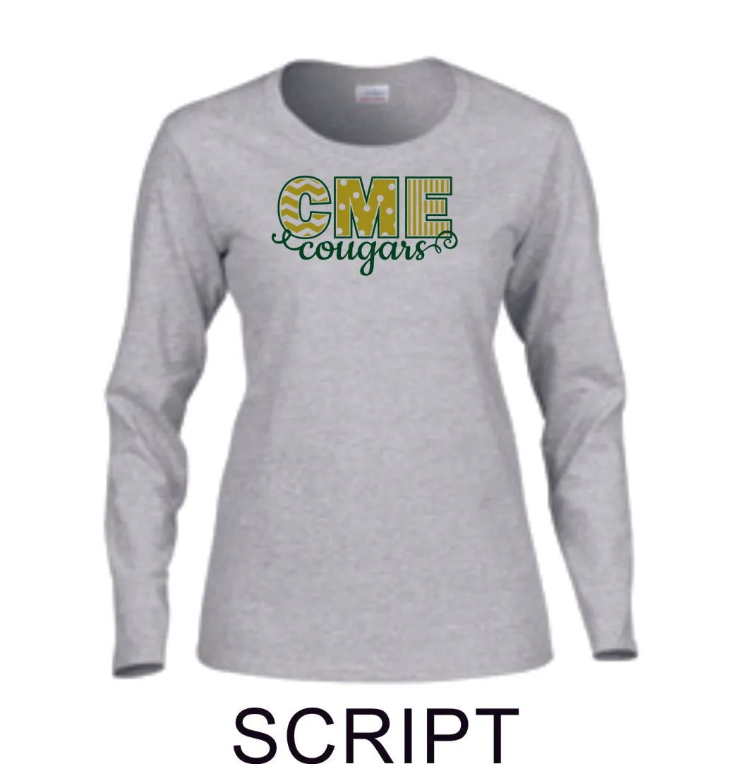 CME Ladies Long Sleeve Tee- 2 Designs- Matte or Glitter