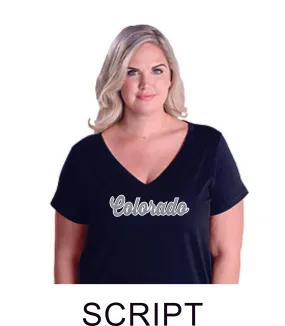 CO Baseball Curvy Ladies Tee- 7 designs- Matte or Glitter