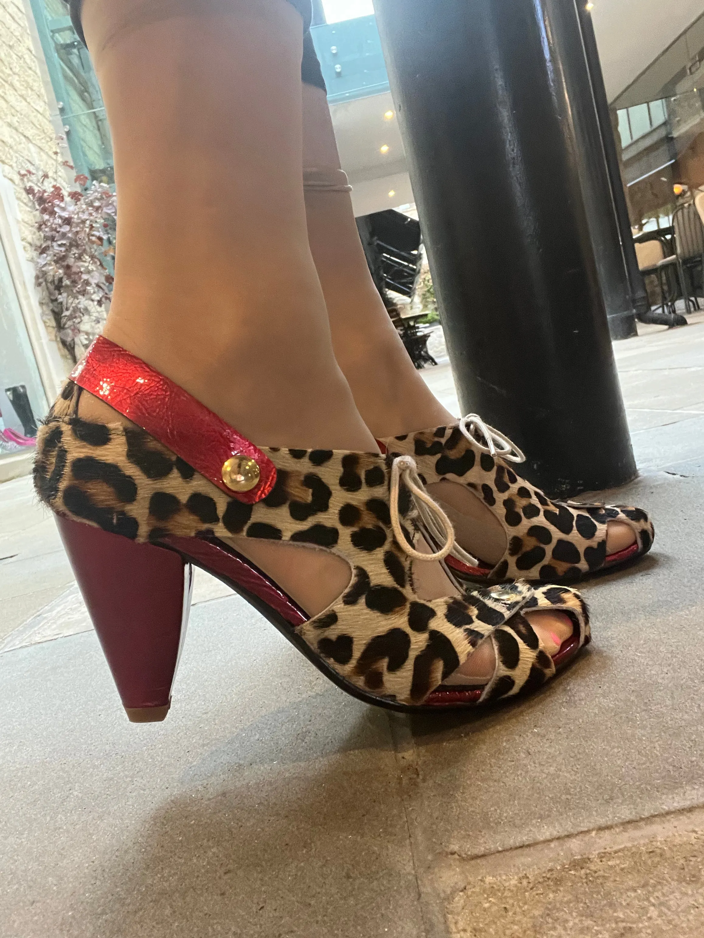 Coco-Leopard/Red heel sandal