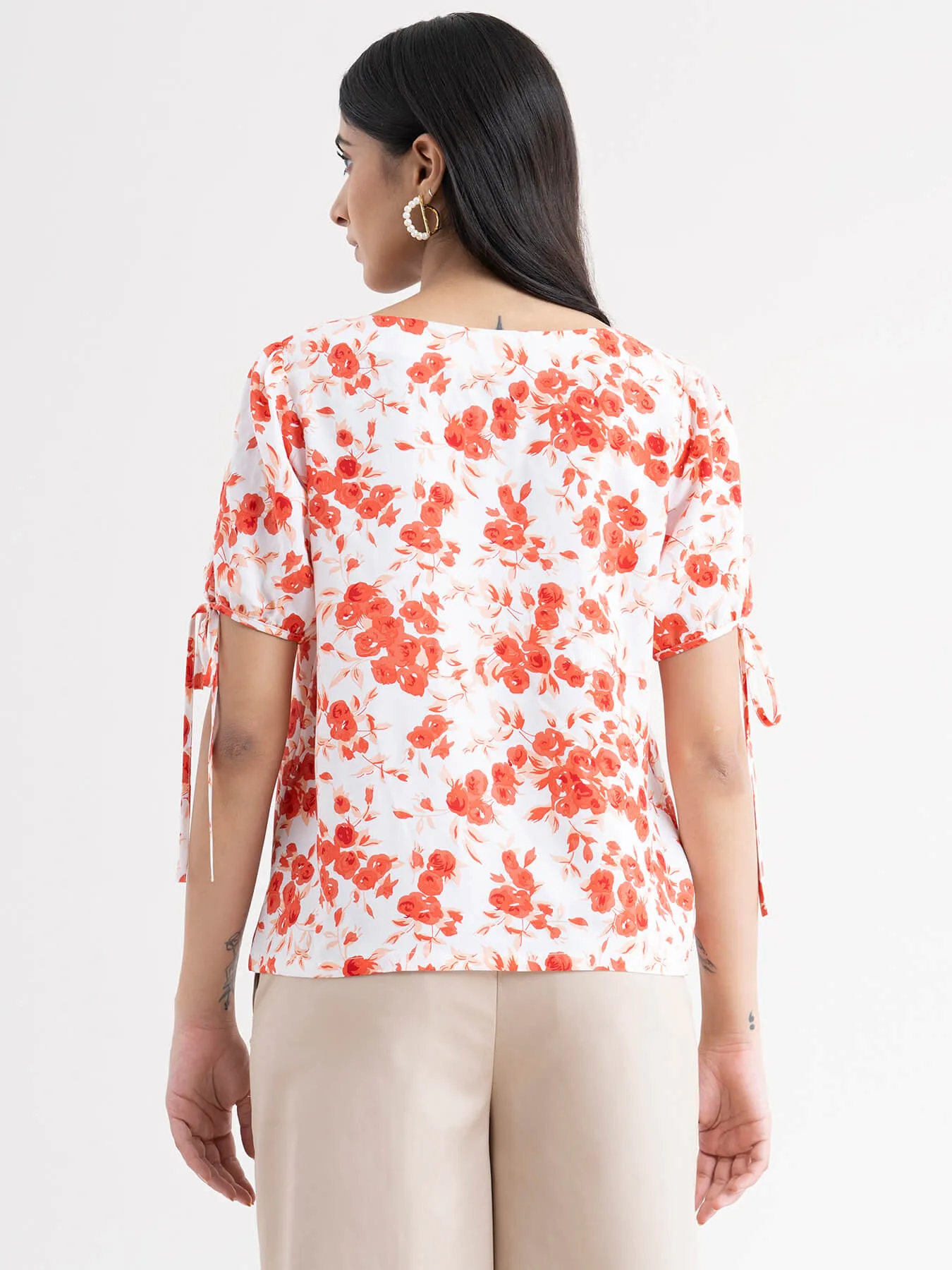 Cotton Floral Top - White