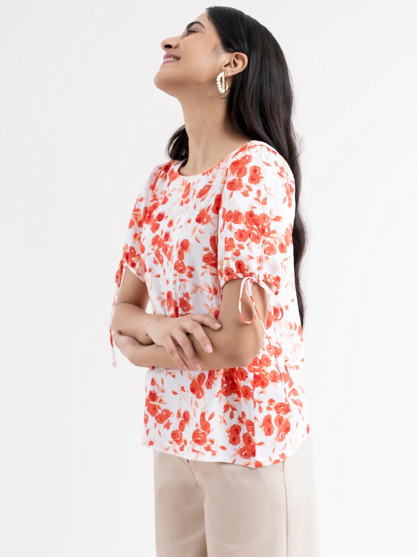 Cotton Floral Top - White