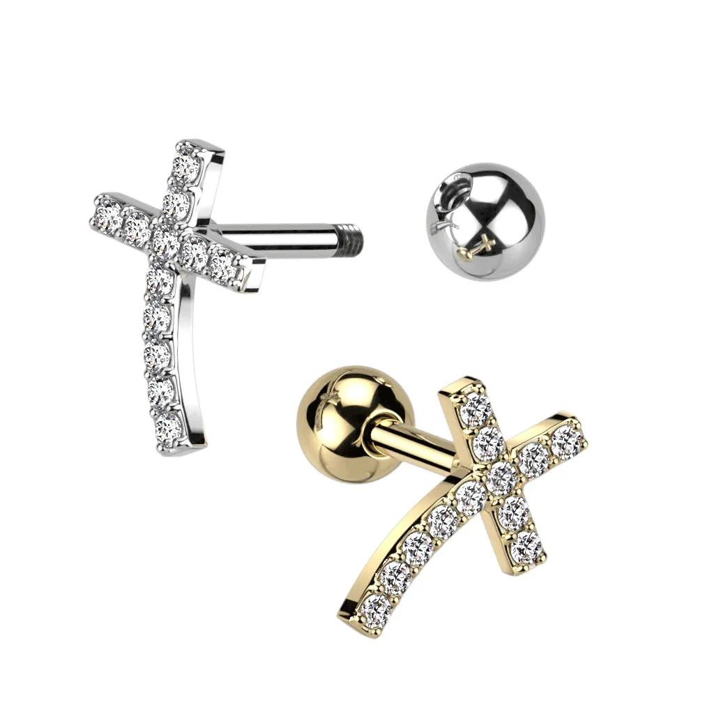 Crystal Cross Body Jewellery. Labret, Monroe, Tragus and Cartilage Earrings.