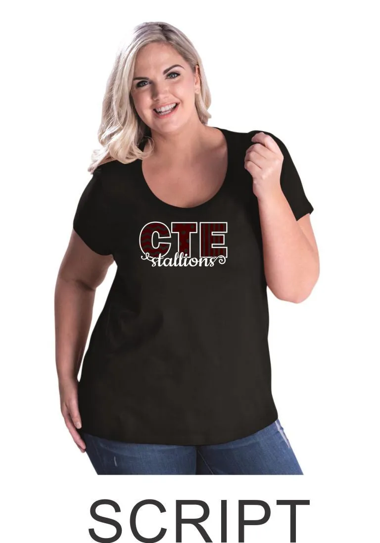 CTE Curvy Ladies Tee- 4 designs- Matte or Glitter