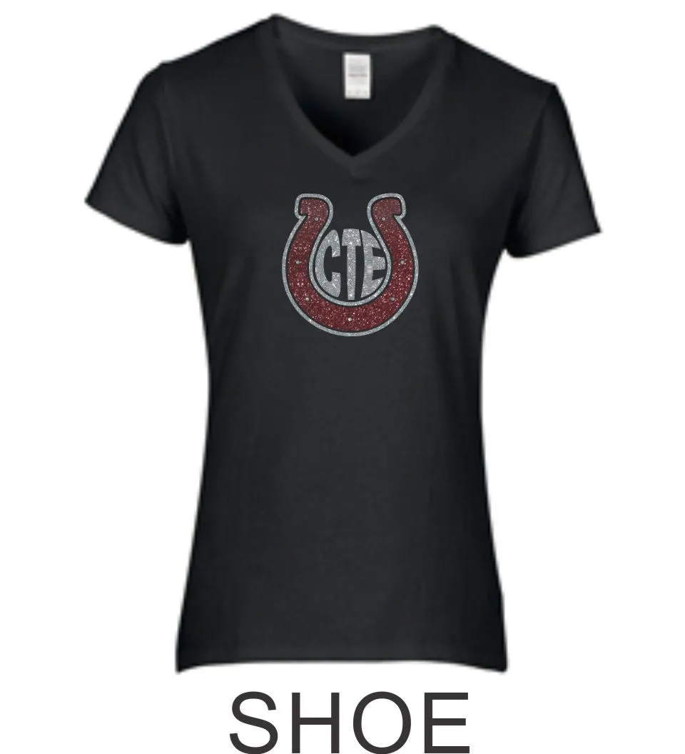 CTE Glitter Ladies Black Short Sleeve Tee in 4 New Designs