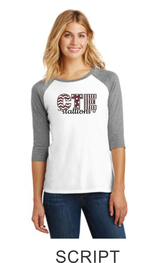 CTE Glitter Ladies Raglan-in 4 new designs