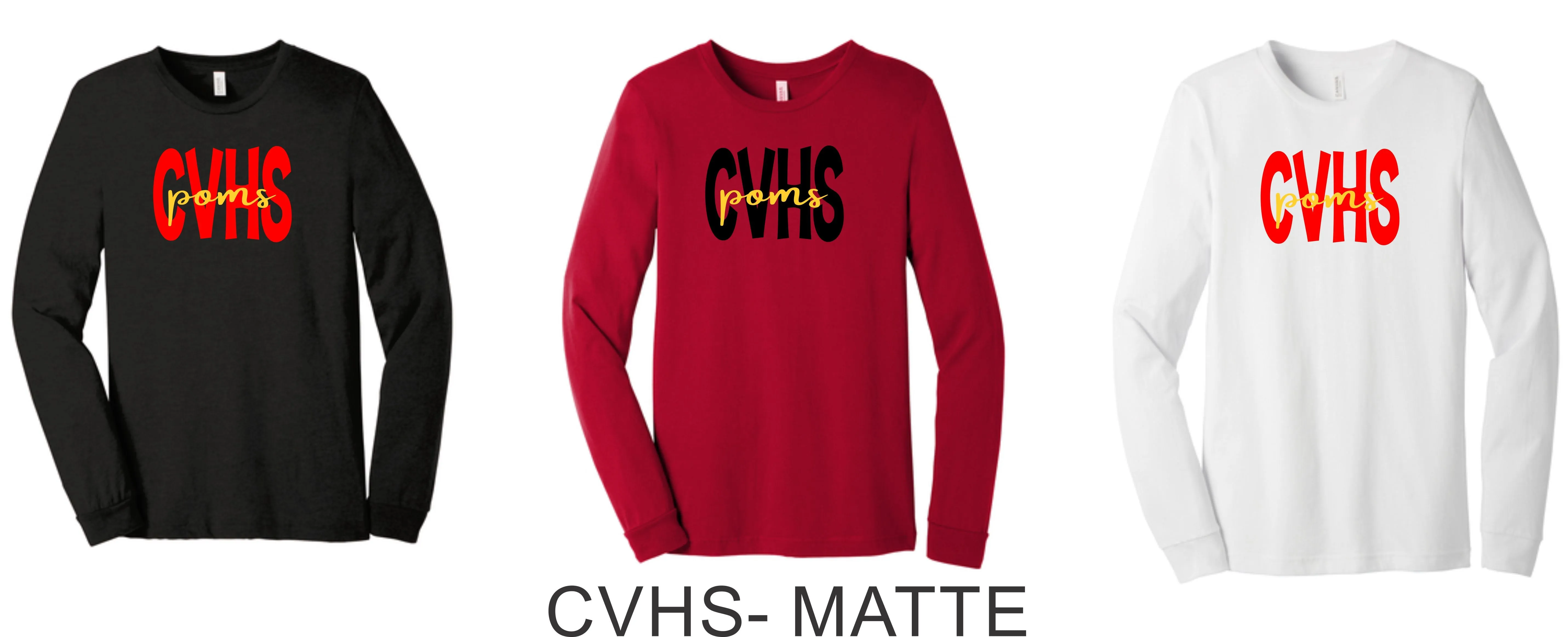 CV Poms Long Sleeve Tee- Youth, Ladies, Unisex sizes -5 designs