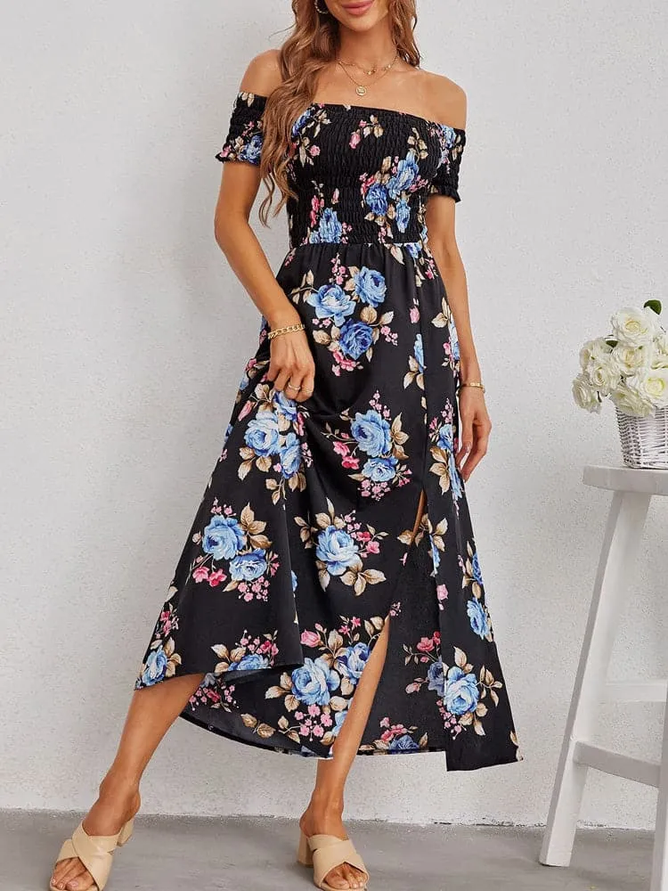 DressBetty - Women Off Shoulder Summer Long Chiffon Dress