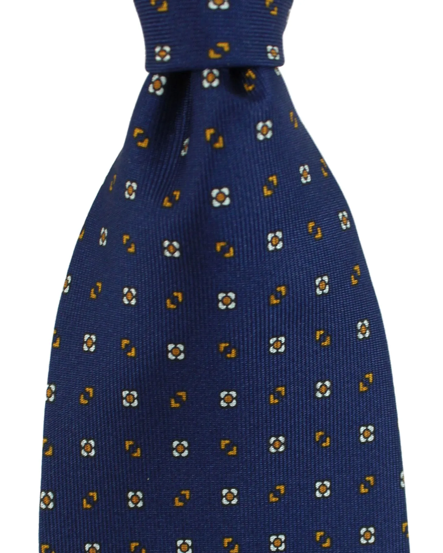 E. Marinella Tie Dark Navy Brown Geometric Design