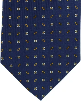 E. Marinella Tie Dark Navy Brown Geometric Design