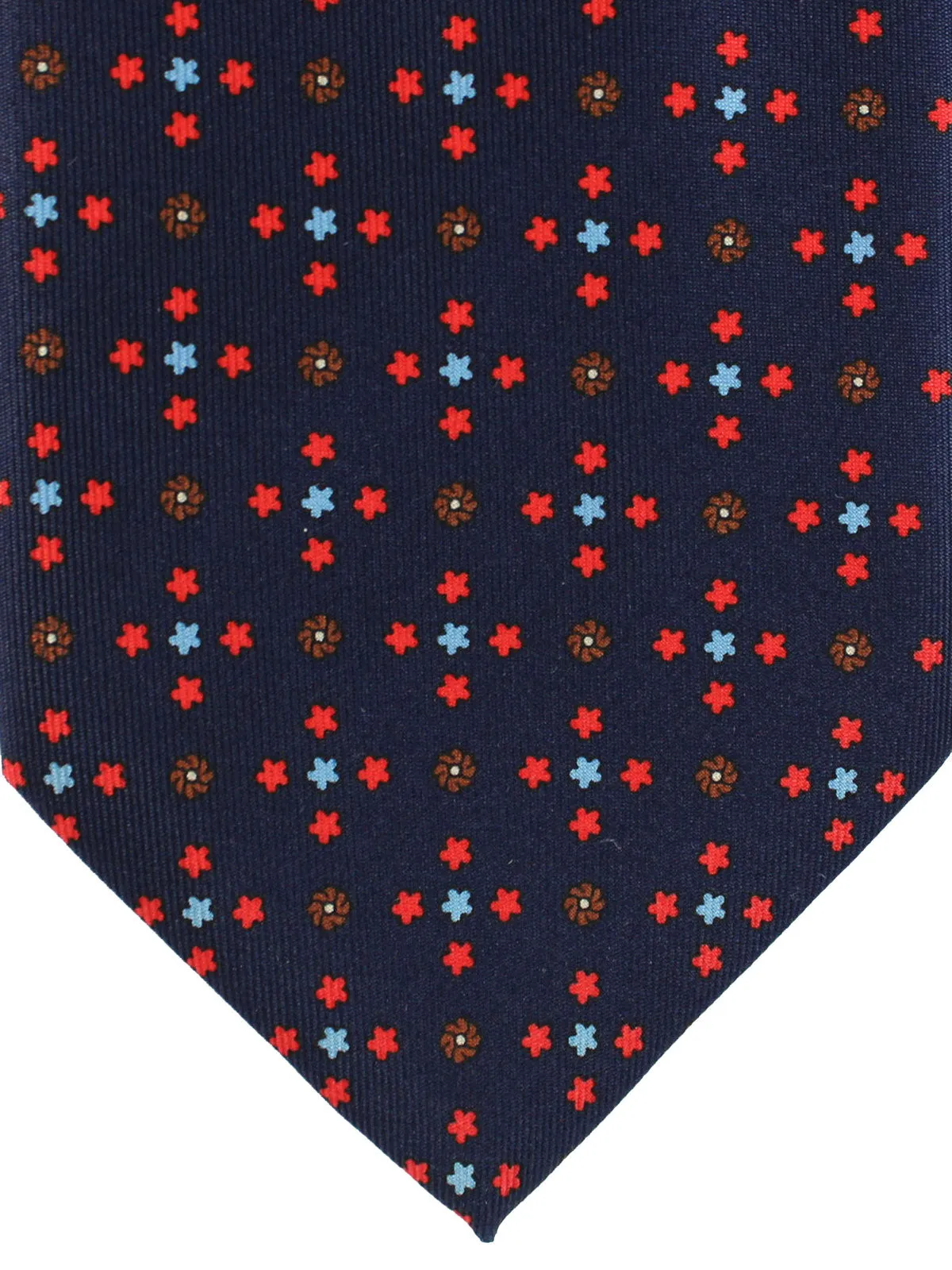 E. Marinella Tie Navy Geometric Design - Wide Necktie SALE