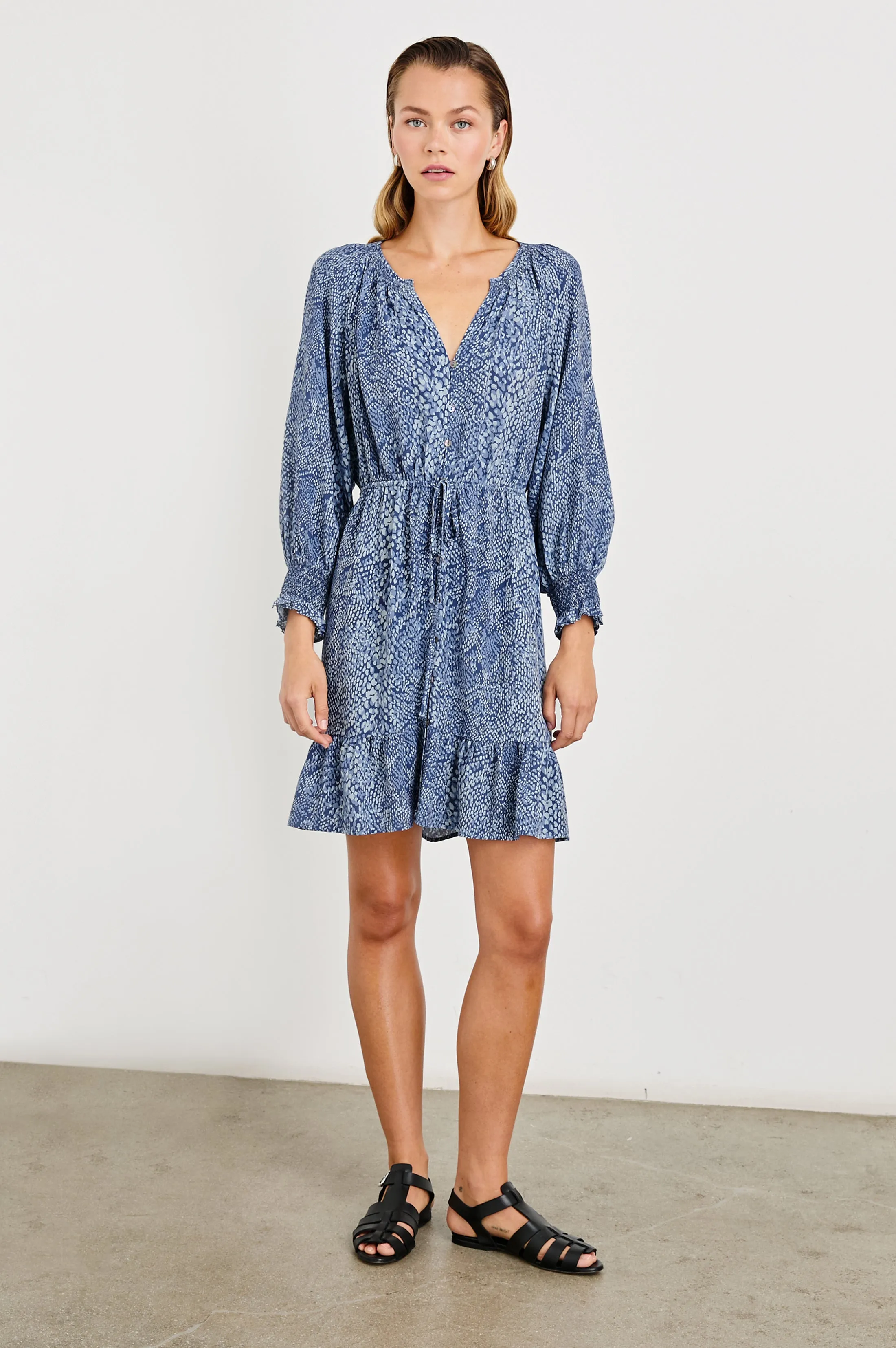 ELIZA DRESS - NAVY PYTHON