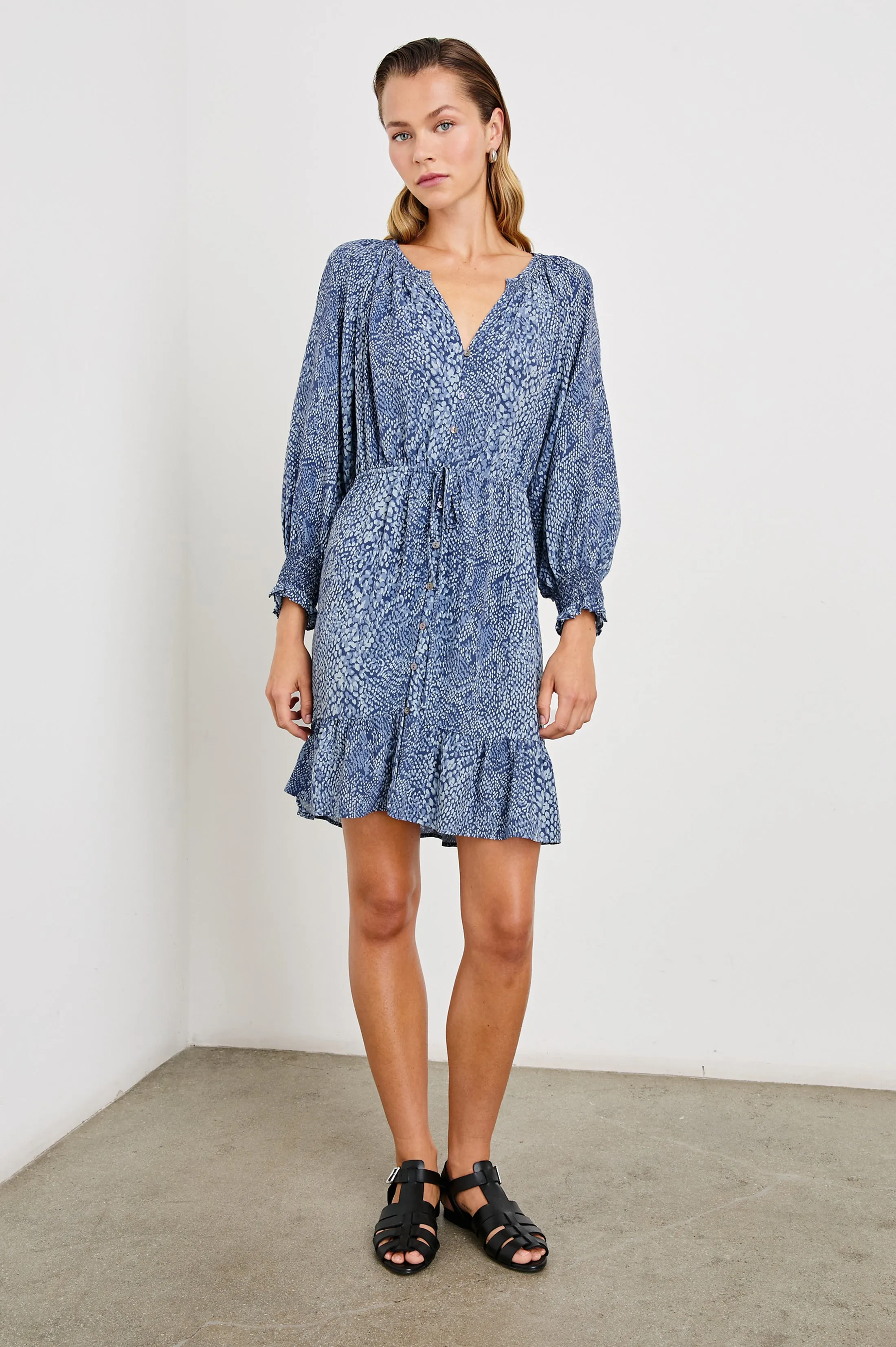 ELIZA DRESS - NAVY PYTHON