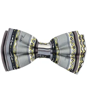 Emilio Pucci Silk Bow Tie Gray Geometric Design Pre-Tied