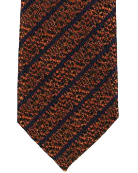 Ermenegildo Zegna Tie Brown Navy Stripes Narrow Cut FINAL SALE